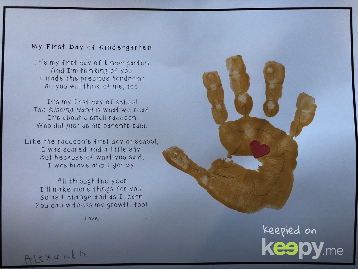 Hand print and note from Back to School night