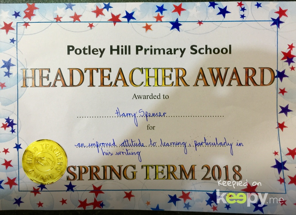 Very proud of harry for getting head teachers award  » Keepy.me