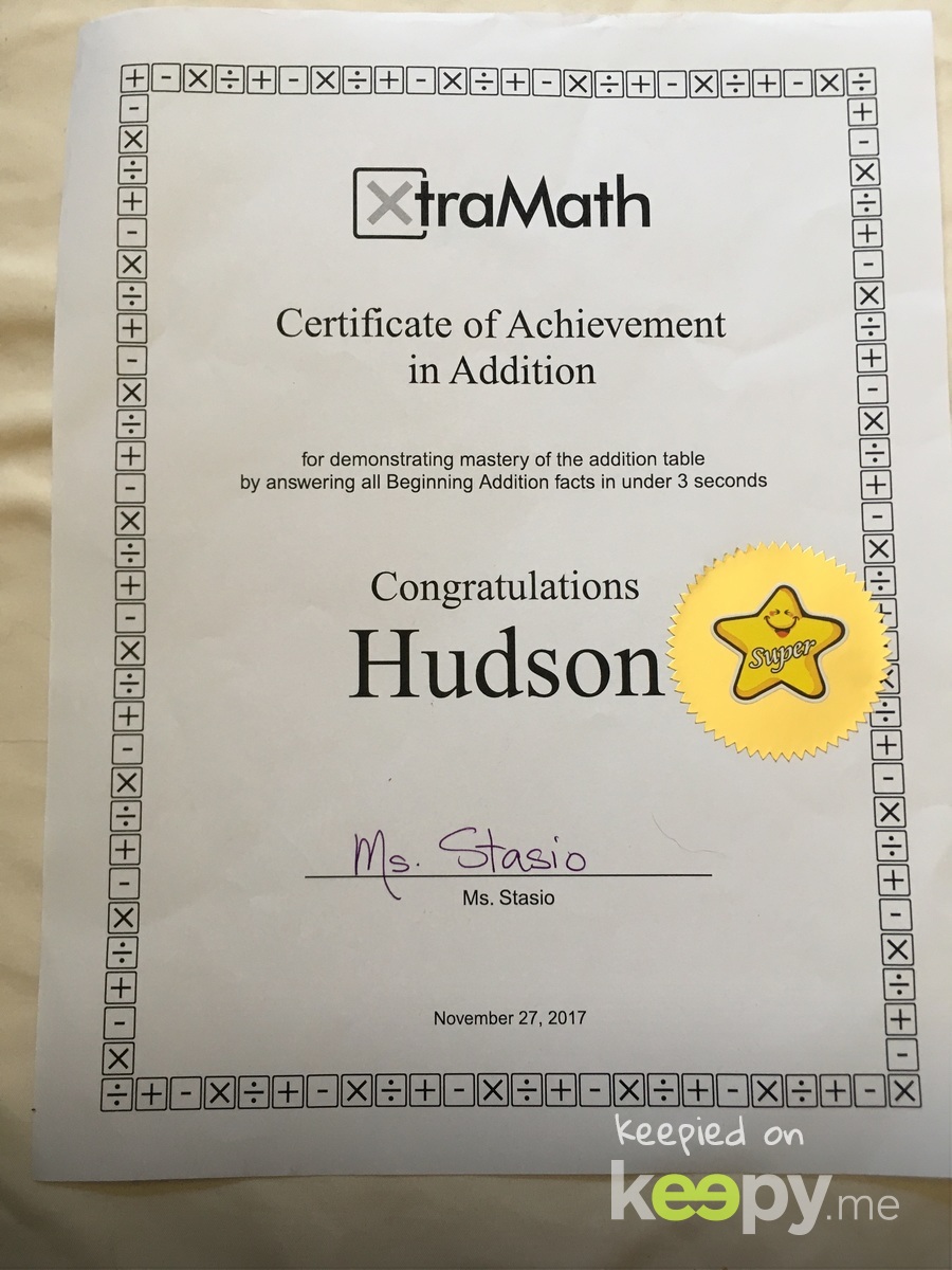 Xtra Math achievement award  » Keepy.me
