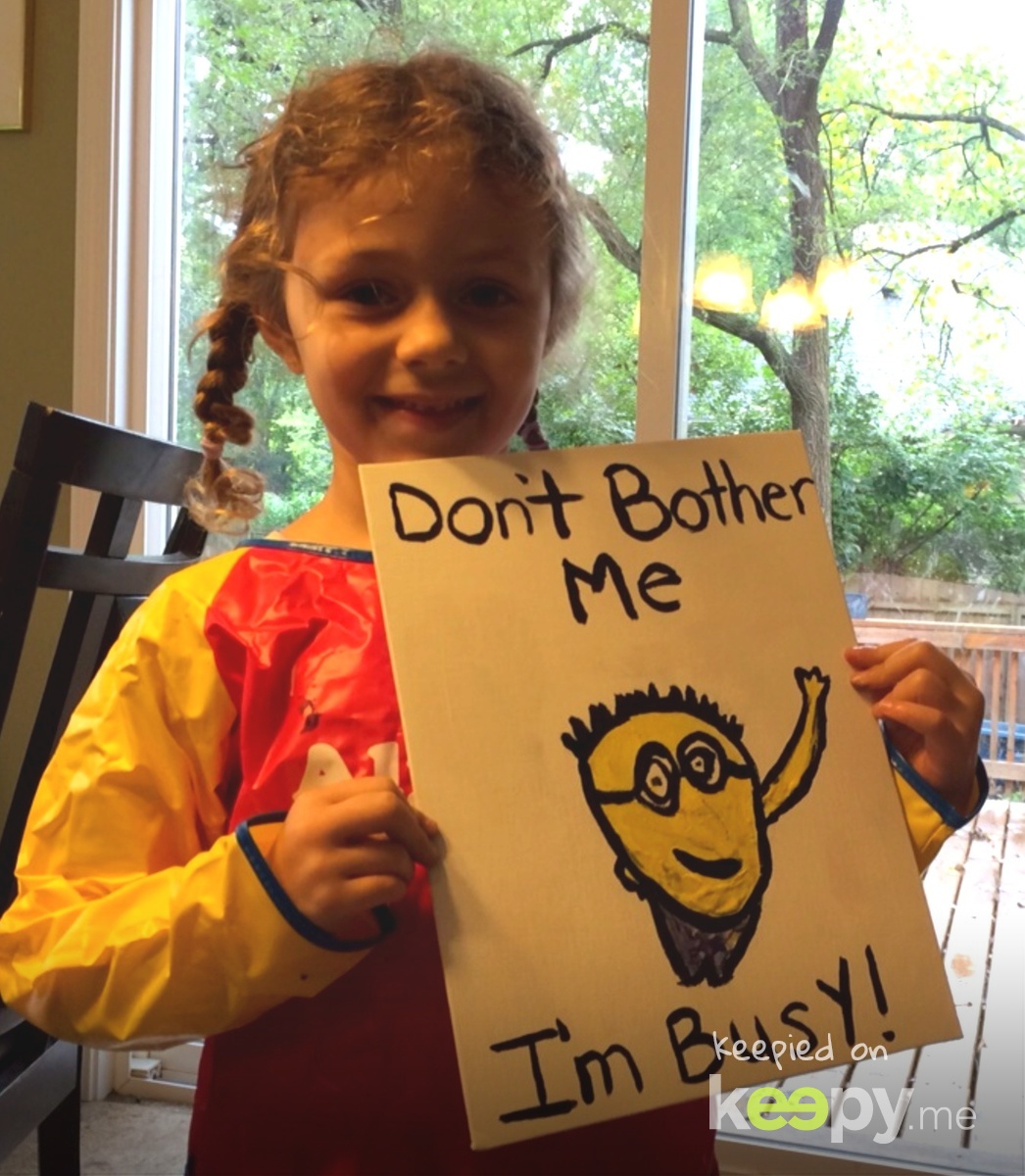 Alynn drew and painted this minion for Daddy's birthday. "Don't Bother me I'm busy" We got this shirt for Rob because he jokingly says that all the time and he likes the minions. » Keepy.me
