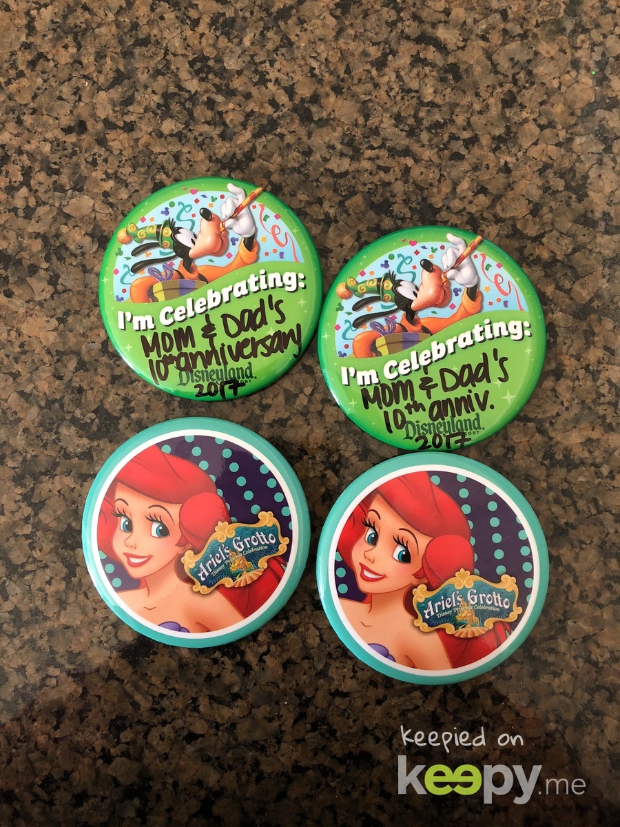 Buttons we got when we visited Disneyland for Mommy and Daddy’s 10th Anniversary  » Keepy.me